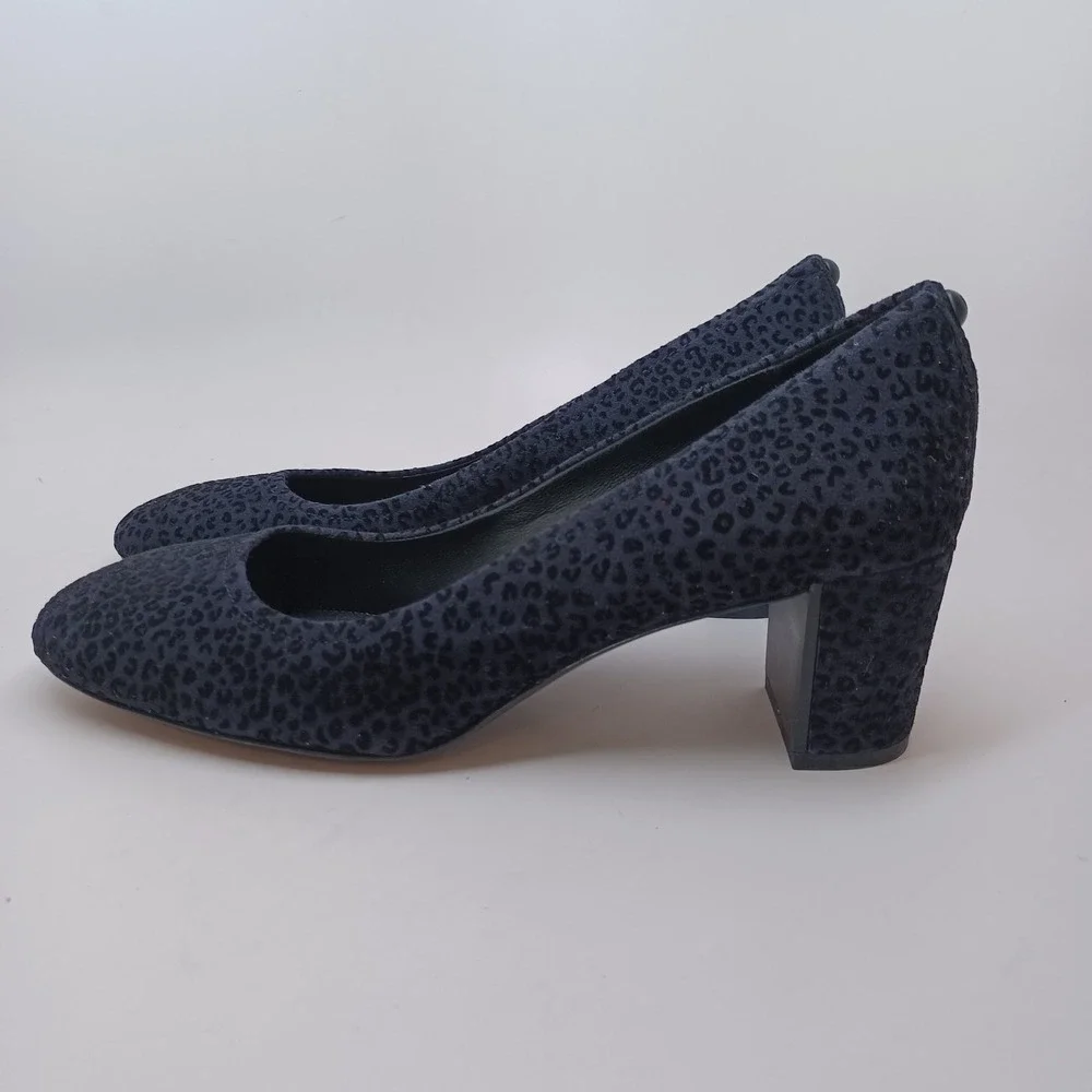Donald J Pliner‎ Heels Womens US 9.5 Black Suede Leather Leopard Print Pumps